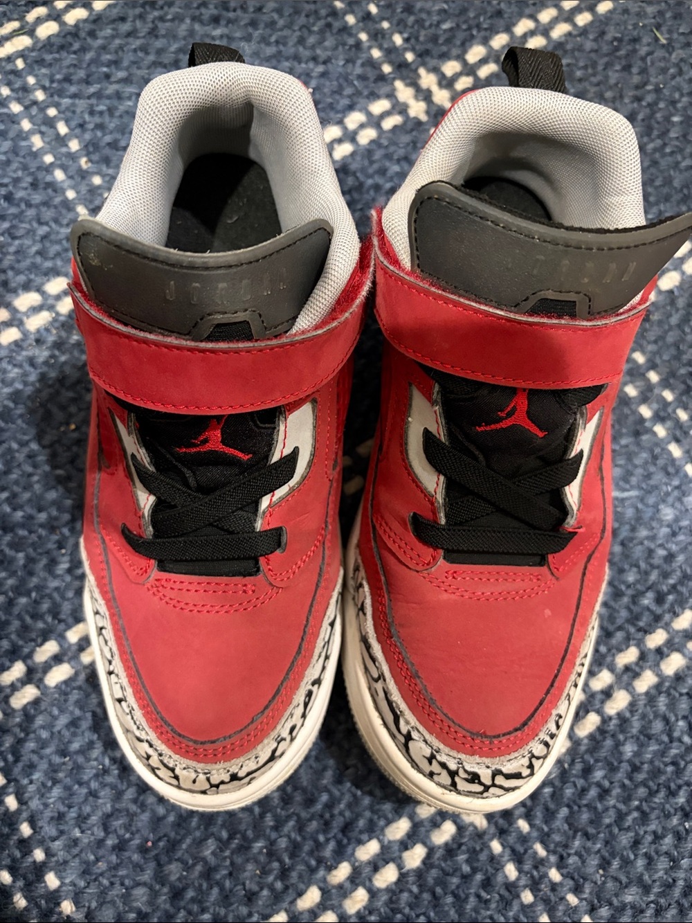 Kids Red Basketball Sneakers with Hook-and-Loop Strap